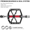 image:imageMZYRH 3 Bearings Mountain Bike Platform Pedals  Flat Alloy 916 NonSlip Bicycle PedalsBlack with Reflectors
