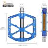 image:imageMZYRH 3 Bearings Mountain Bike Platform Pedals  Flat Alloy 916 NonSlip Bicycle PedalsBlue with Reflectors