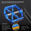 image:imageMZYRH 3 Bearings Mountain Bike Platform Pedals  Flat Alloy 916 NonSlip Bicycle PedalsBlue with Reflectors