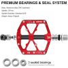 image:imageMZYRH 3 Bearings Mountain Bike Platform Pedals  Flat Alloy 916 NonSlip Bicycle PedalsRed with Reflectors