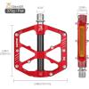 image:imageMZYRH 3 Bearings Mountain Bike Platform Pedals  Flat Alloy 916 NonSlip Bicycle PedalsRed with Reflectors
