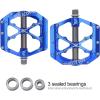 image:imageMZYRH 3 Bearings Mountain Bike Platform Pedals  Flat Alloy 916 NonSlip Bicycle PedalsX12 Blue Titanium