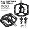image:imageMZYRH MTB Mountain Bike Pedals 3 Bearing Flat Platform Compatible with SPDDual Function Sealed Clipless Aluminum 916 Pedals with Cleats for Roadblack 3 bearings