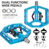 image:imageMZYRH MTB Mountain Bike Pedals 3 Bearing Flat Platform Compatible with SPDDual Function Sealed Clipless Aluminum 916 Pedals with Cleats for Roadblue 3 bearings