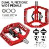 image:imageMZYRH MTB Mountain Bike Pedals 3 Bearing Flat Platform Compatible with SPDDual Function Sealed Clipless Aluminum 916 Pedals with Cleats for Roadred 3 bearings