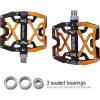 image:imageMZYRH Mountain Bike Pedals Ultra Strong Colorful CNC Machined 916 Cycling Sealed 3 Bearing PedalsGlod Black 3 Bearings
