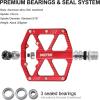 image:imageMZYRH RoadMountain Bike PedalsBicycle Pedals with ReflectorsAluminum Alloy MTB Pedals 3 Sealed Bearings Bicycle Platform Pedals 916 BMX Road Bike PedalRed with Reflectors