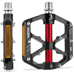image:imageMZYRH 3 Bearings Mountain Bike Platform Pedals  Flat Alloy 916 NonSlip Bicycle PedalsBlack with Reflectors