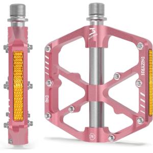 image:imageMZYRH 3 Bearings Mountain Bike Platform Pedals  Flat Alloy 916 NonSlip Bicycle PedalsPink