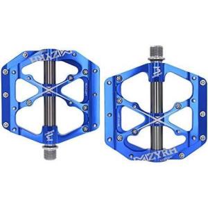 image:imageMZYRH 3 Bearings Mountain Bike Platform Pedals  Flat Alloy 916 NonSlip Bicycle PedalsX12 Blue Titanium