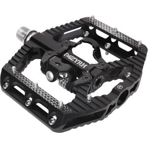 image:imageMZYRH MTB Mountain Bike Pedals 3 Bearing Flat Platform Compatible with SPDDual Function Sealed Clipless Aluminum 916 Pedals with Cleats for Roadblack 3 bearings