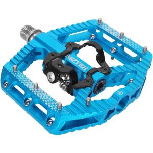 image:imageMZYRH MTB Mountain Bike Pedals 3 Bearing Flat Platform Compatible with SPDDual Function Sealed Clipless Aluminum 916 Pedals with Cleats for Roadblue 3 bearings