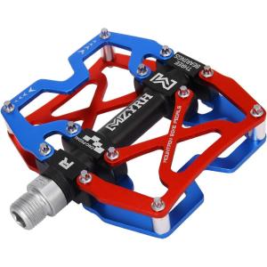 image:imageMZYRH Mountain Bike Pedals Ultra Strong Colorful CNC Machined 916 Cycling Sealed 3 Bearing PedalsBlueRed 3 Bearings