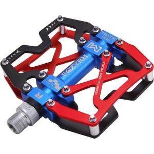 image:imageMZYRH Mountain Bike Pedals Ultra Strong Colorful CNC Machined 916 Cycling Sealed 3 Bearing PedalsRED BLUE BLACK 3 Bearings
