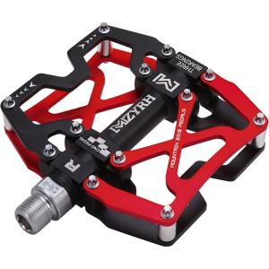 image:imageMZYRH Mountain Bike Pedals Ultra Strong Colorful CNC Machined 916 Cycling Sealed 3 Bearing PedalsRed Black Black 3 Bearings