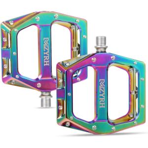 image:imageMZYRH RoadMountain Bike Pedals MTB Pedals Aluminum Alloy Bicycle Pedals 916 Sealed Bearing Lightweight Platform for Road Mountain BMX MTB BikeRainbow