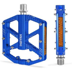 image:imageMZYRH RoadMountain Bike PedalsBicycle Pedals with ReflectorsAluminum Alloy MTB Pedals 3 Sealed Bearings Bicycle Platform Pedals 916 BMX Road Bike PedalBlue with Reflectors